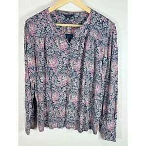 Lucky Brand Women’s Plus size Long Sleeve Shirt Blouse XL Boho Print Cotton
